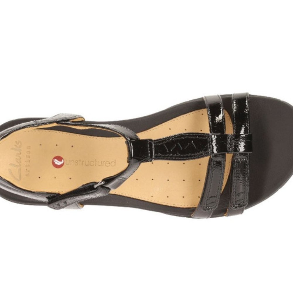 Clarks black patent leather sandals, UN VAZE BLACK PATENT, Size 7 - Picture 3 of 6